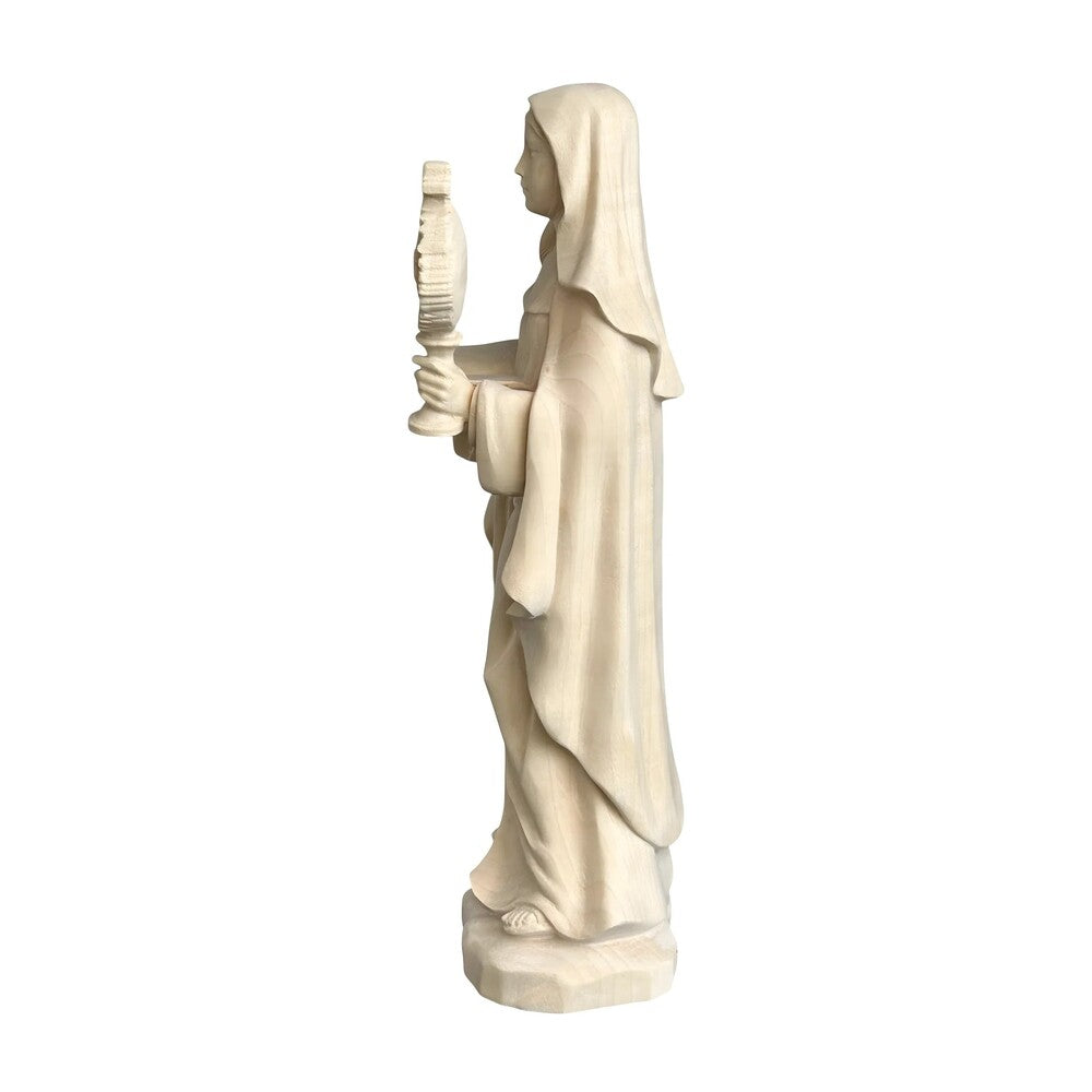 Statue of Saint Clare of Assisi with Monstrance in Wood Carved in Val Gardena
