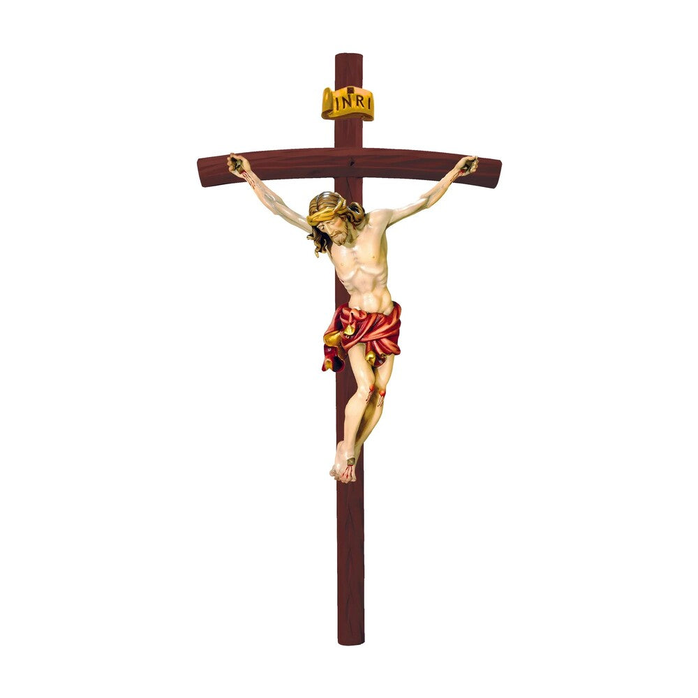 Baroque Crucified Jesus in Handcrafted Wood from Val Gardena