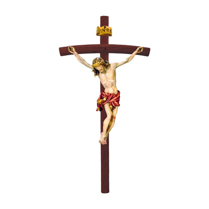 Baroque Crucified Jesus in Handcrafted Wood from Val Gardena