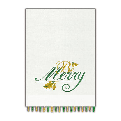 100% Cotton Christmas Be Merry Guest Towel