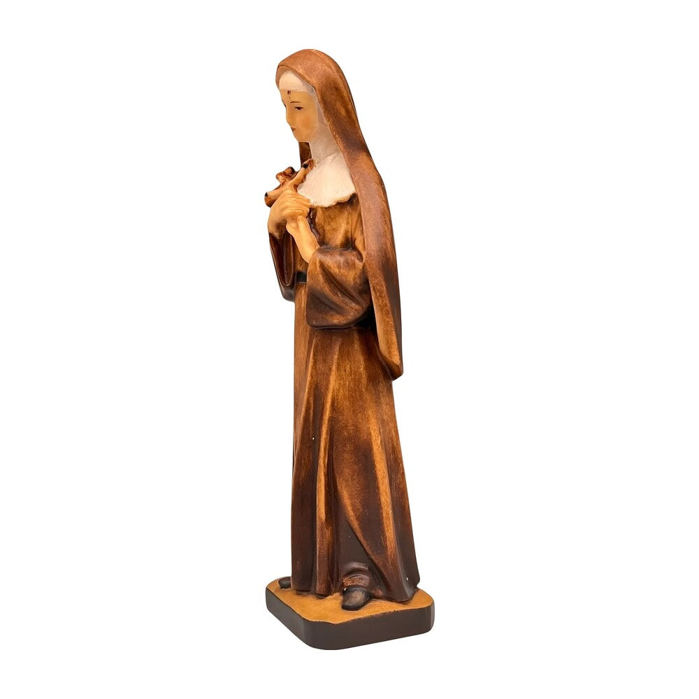 Hand-Carved Wooden Statue of Saint Rita of Cascia from Val Gardena