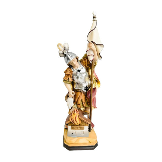 Hand-Carved Wooden Saint Florian Statue from Val Gardena