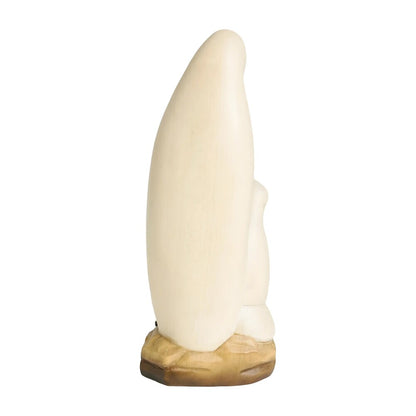 Lourdes Madonna Sculpture with Bernadette in Hand-Carved Val Gardena Wood