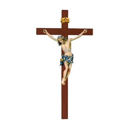 Hand-Carved Crucifix from Val Gardena Wood, Classic Line