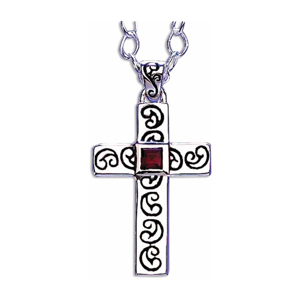Sanctuary Cross with Garnet Necklace