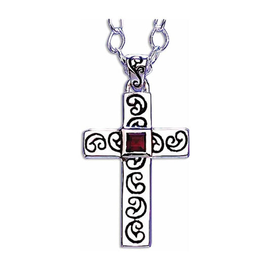 Sanctuary Cross with Garnet Necklace