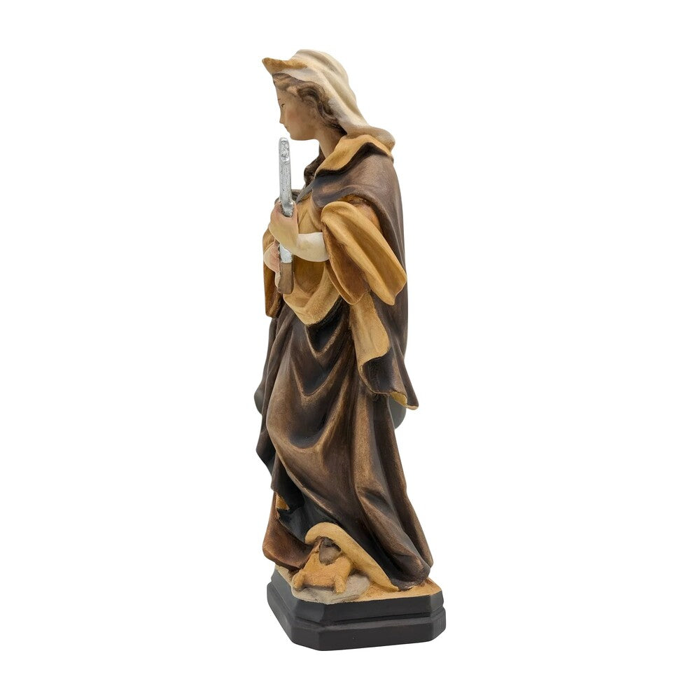 St. Cecilia, Patron Saint of Music Statue with Organ | Wood Carving from Val Gardena