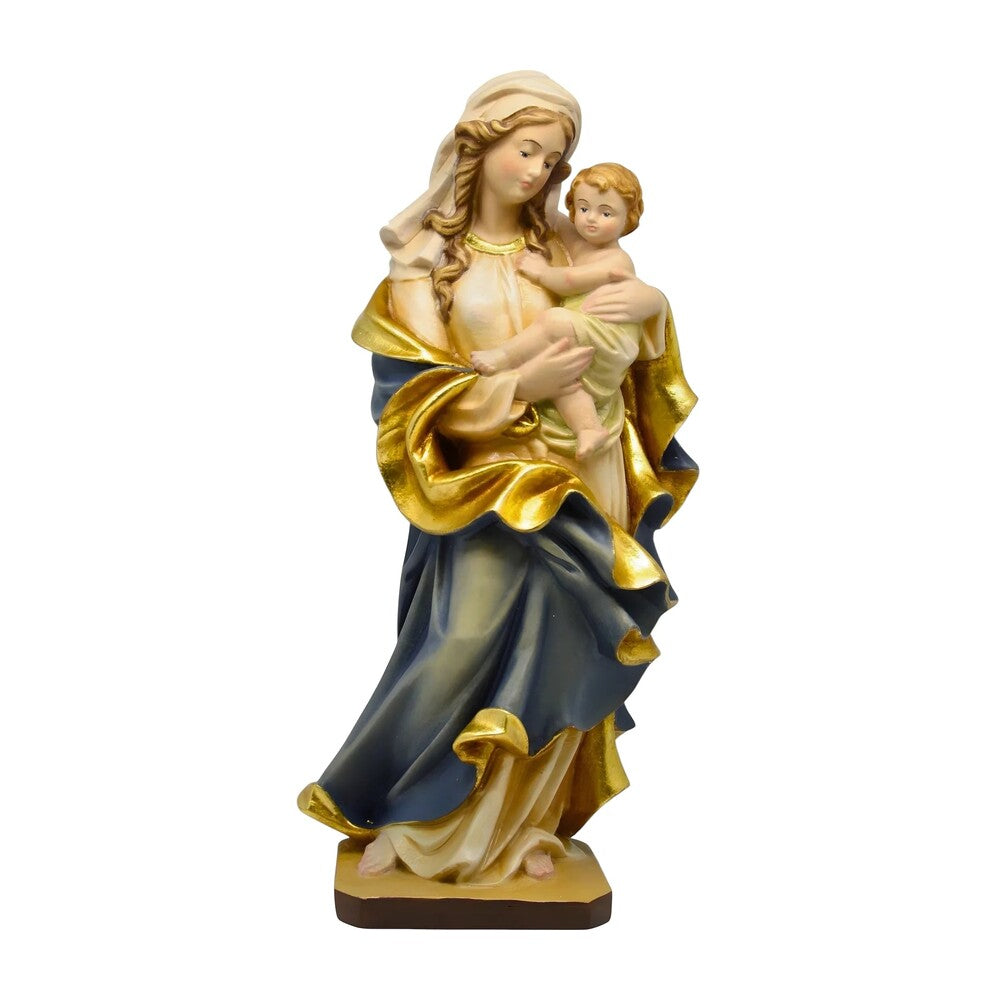 Our Lady of the Heart with Child statue in carved wood from Val Gardena