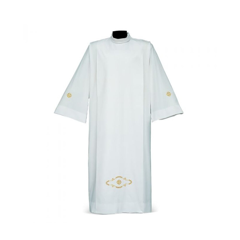 Alb with Embroidered Cross & Floral Motifs