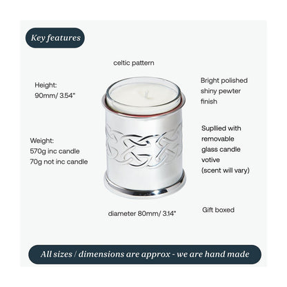 Pewter Embossed Celtic Candle Votive