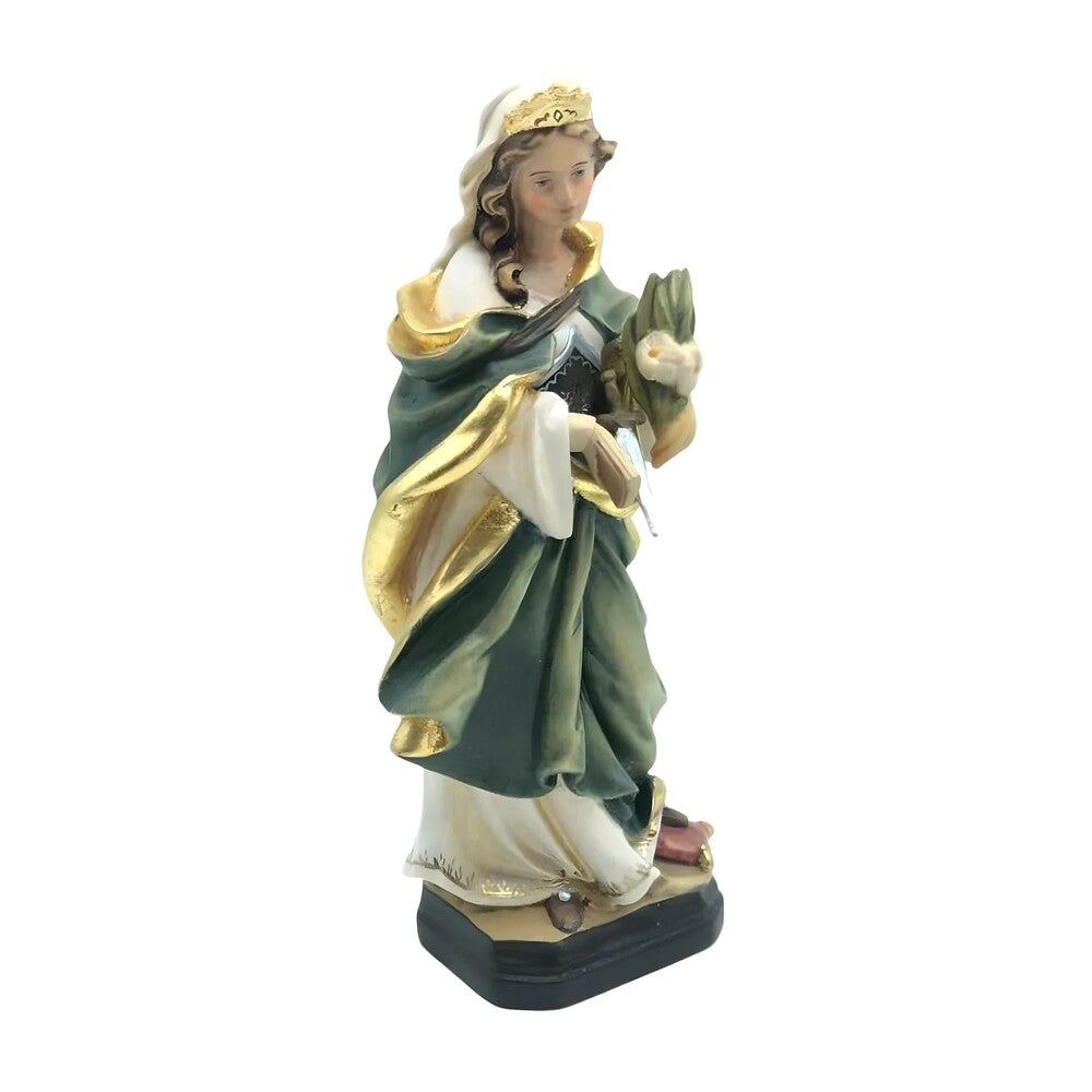 Saint Flora Martyr Sculpture in Val Gardena Wood, Hand-painted