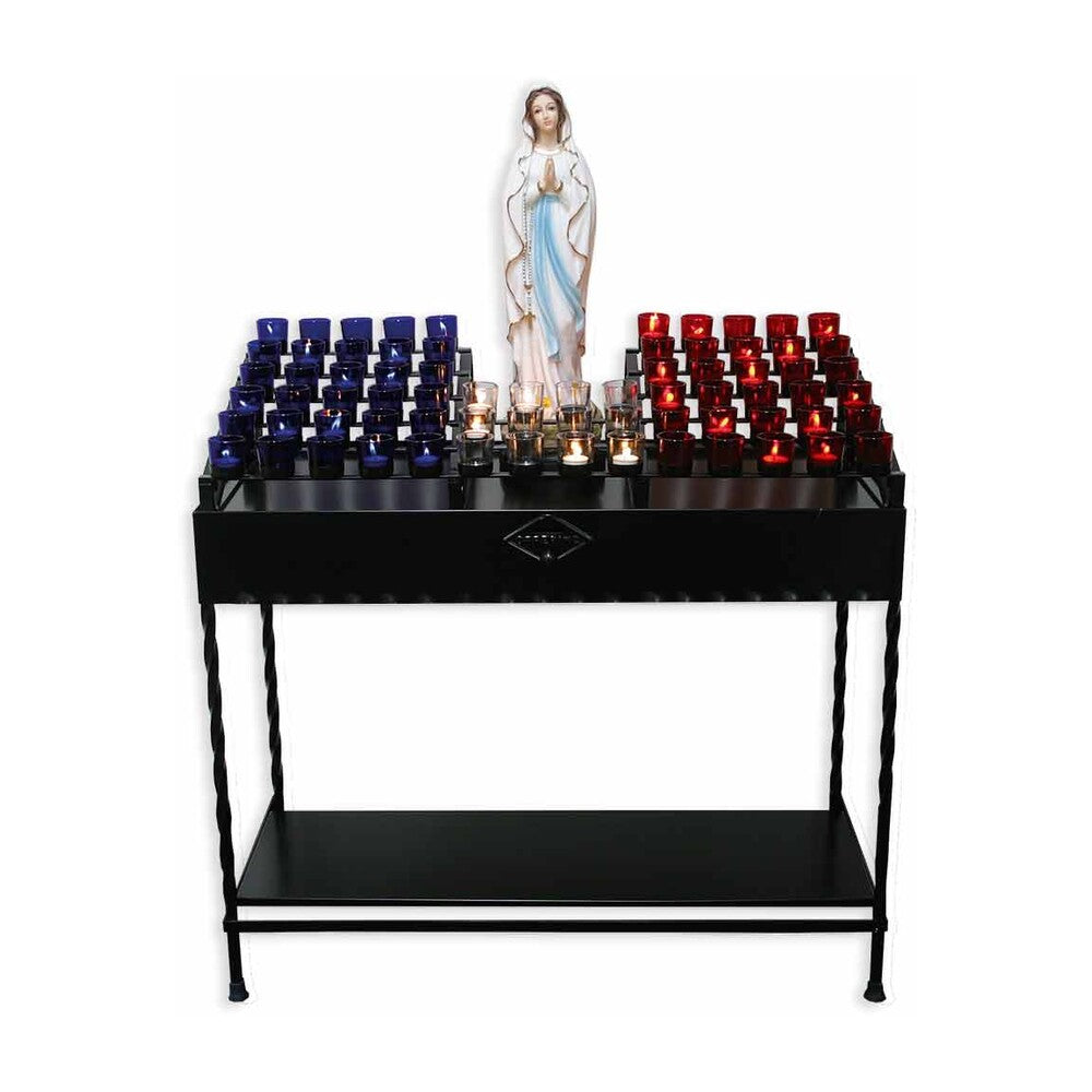 Votive Stand with Statue - Black or Brushed Silver