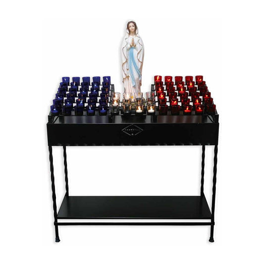 Votive Stand with Statue - Black or Brushed Silver