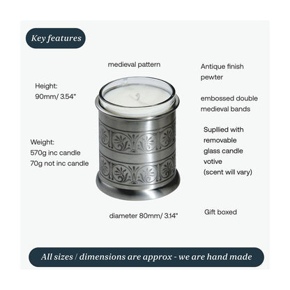 Medieval Antique Finish Pewter Candle Votive