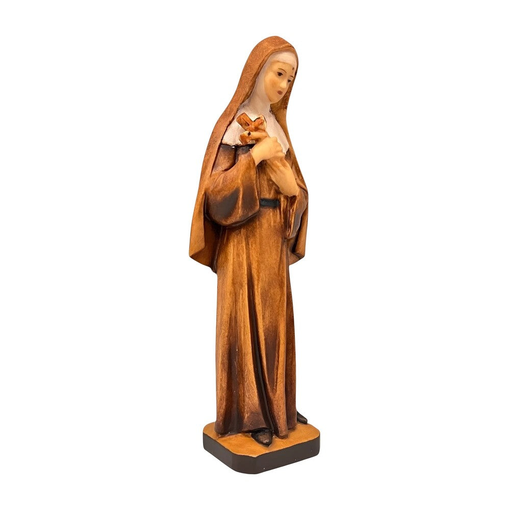 Hand-Carved Wooden Statue of Saint Rita of Cascia from Val Gardena