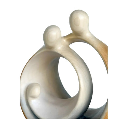 Modern Stylized Nativity Scene in Maple Wood – Family Embrace Sculpture
