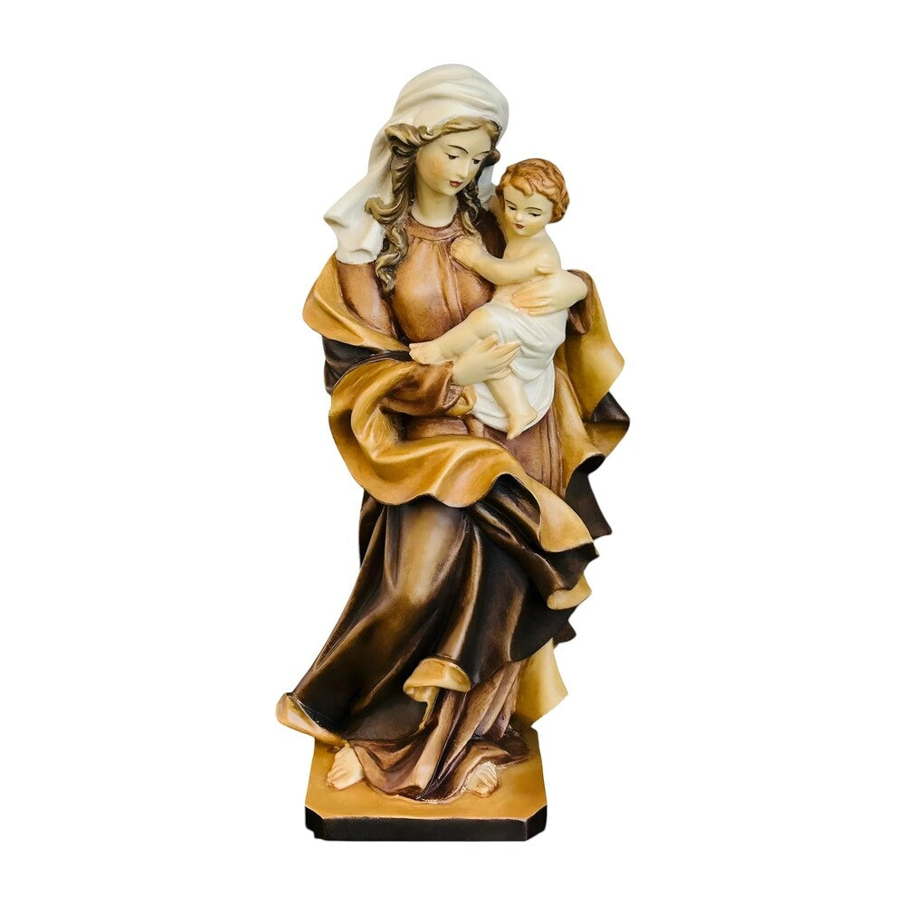 Our Lady of the Heart with Child statue in carved wood from Val Gardena