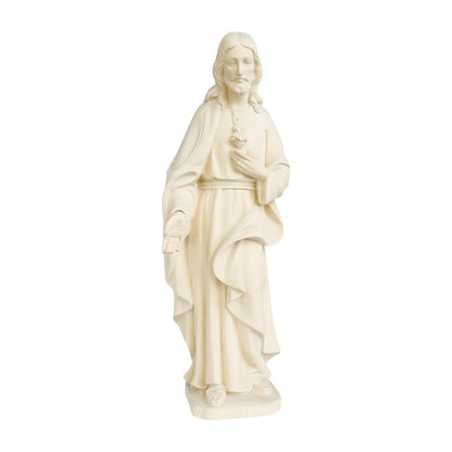 Sacred Heart of Jesus Sculpture in Hand-Painted Val Gardena Wood