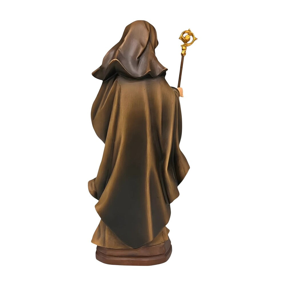 Saint Valdetrude with Book in Wood – Artisanal Sculpture from Val Gardena