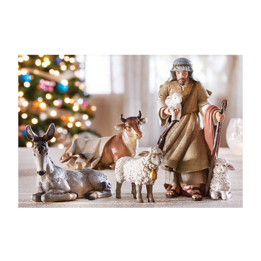 6" Scale 4 Piece  Shepherd and Animals Set