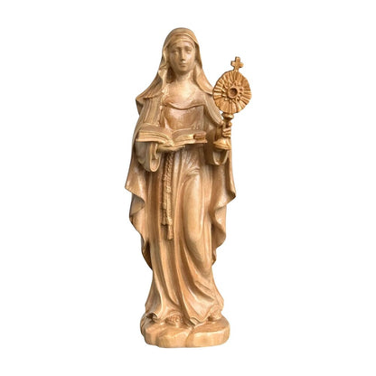 Statue of Saint Clare of Assisi with Monstrance in Wood Carved in Val Gardena