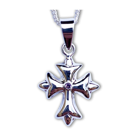 Abbey Cross with Amethyst Necklace