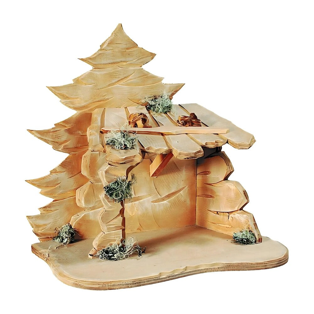 Handmade Malsiner Wooden Nativity Stable