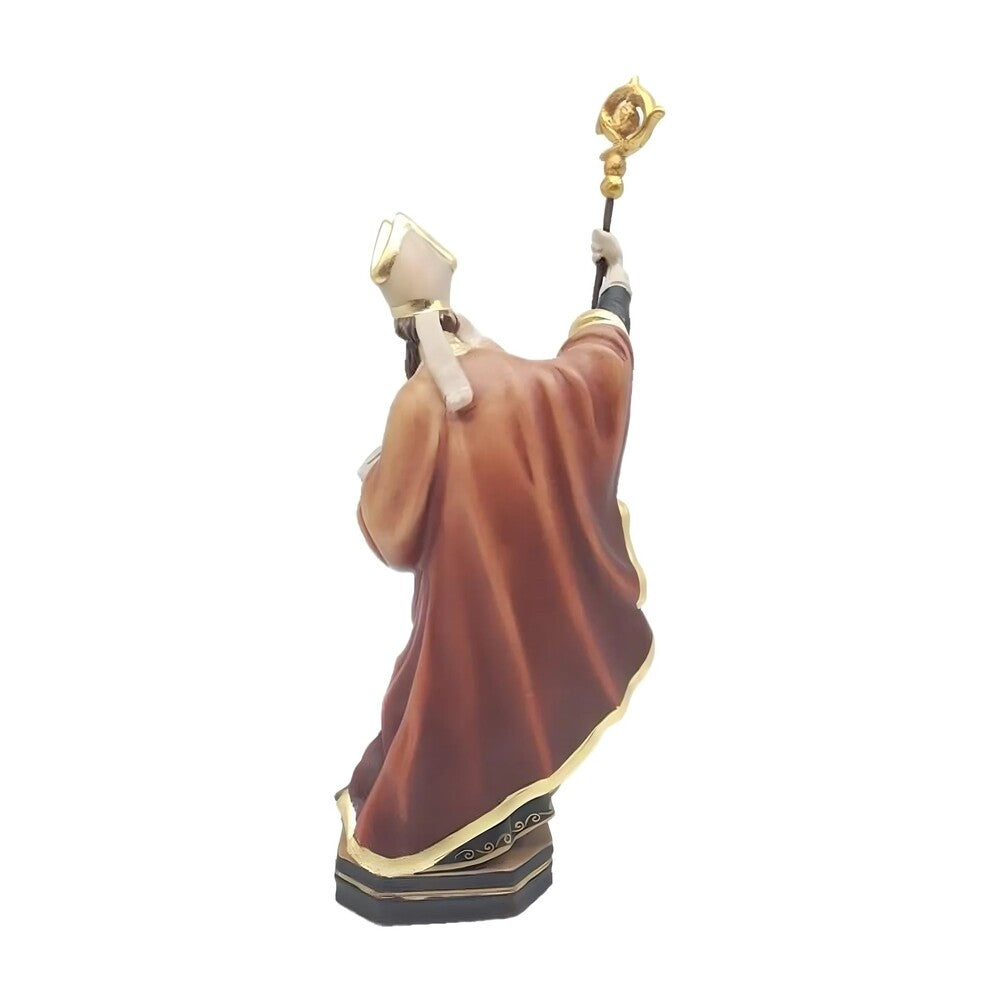 Saint Albinus Bishop statue in polychrome wood | Artistic Carving Val Gardena