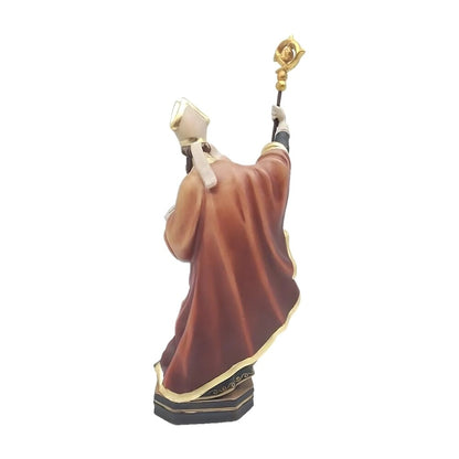 Saint Albinus Bishop statue in polychrome wood | Artistic Carving Val Gardena