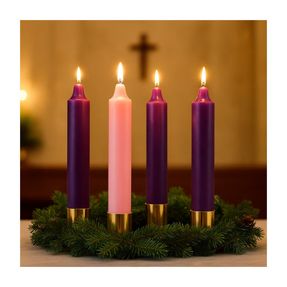 1 1/2" x 12" Advent Candle Set 3 Purple, 1Pink