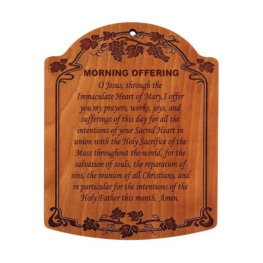 10" Morning Offering Carved Wood Plaque