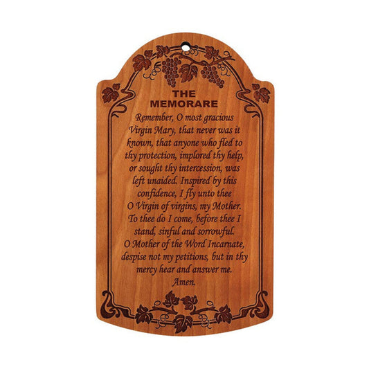 7" The Memorare Carved Wood Plaque