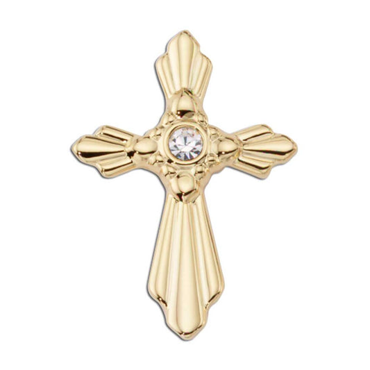 Gold Cross with Central Detail Lapel Pin