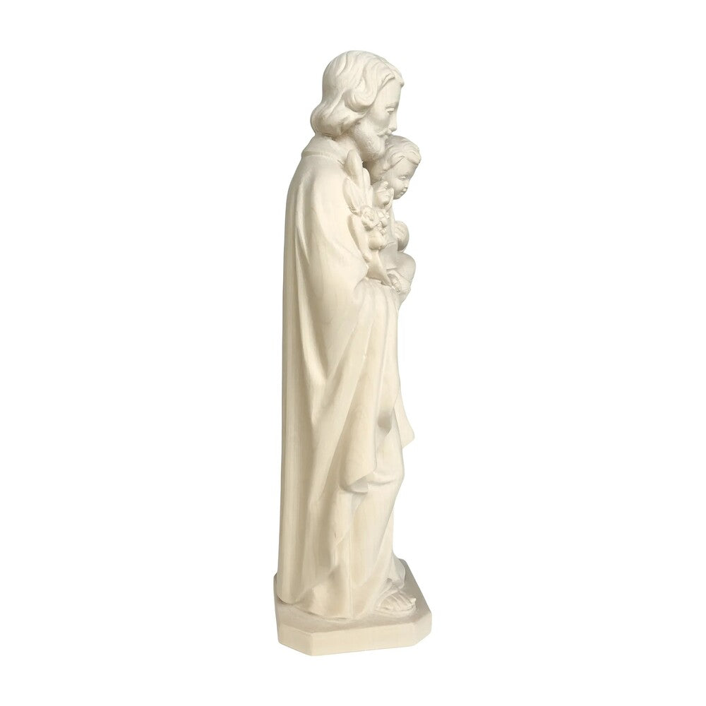 Wooden Statue Saint Joseph with Child Jesus and the Polychrome Lily