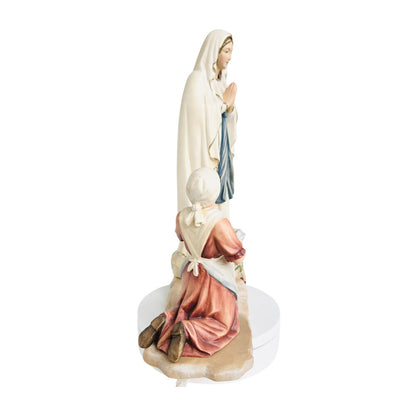 Statue Madonna of Lourdes with Bernadette in Val Gardena Wood