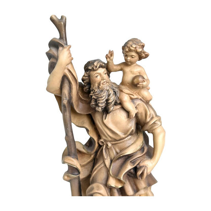 Saint Christopher, Patron Saint of Travelers, Wood Carving from Val Gardena