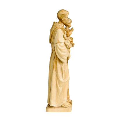 Wooden Statue of Saint Anthony of Padua with Child | Handcrafted Sculpture Val Gardena