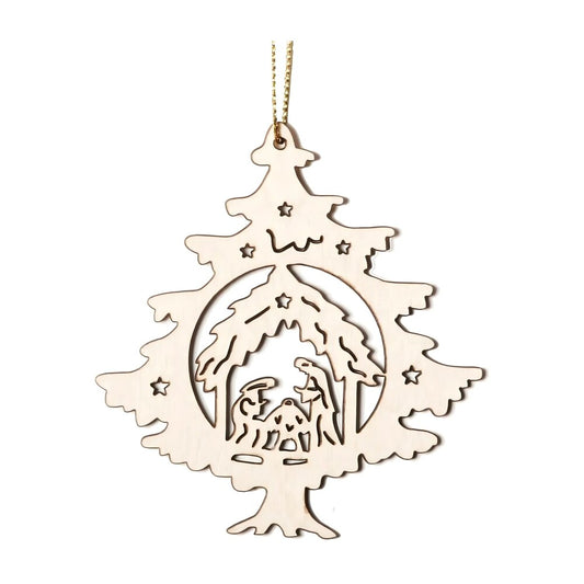 Shaped Wooden Christmas Decoration | Holy Family Val Gardena