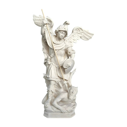 Archangel Michael Defeating Satan Statue - Val Gardena Wood Sculpture