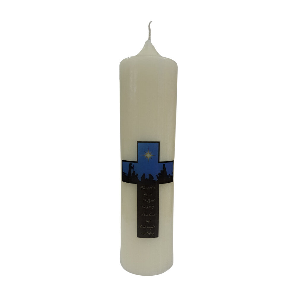 3" x 12" Home Christmas Candle with Nativity Scene