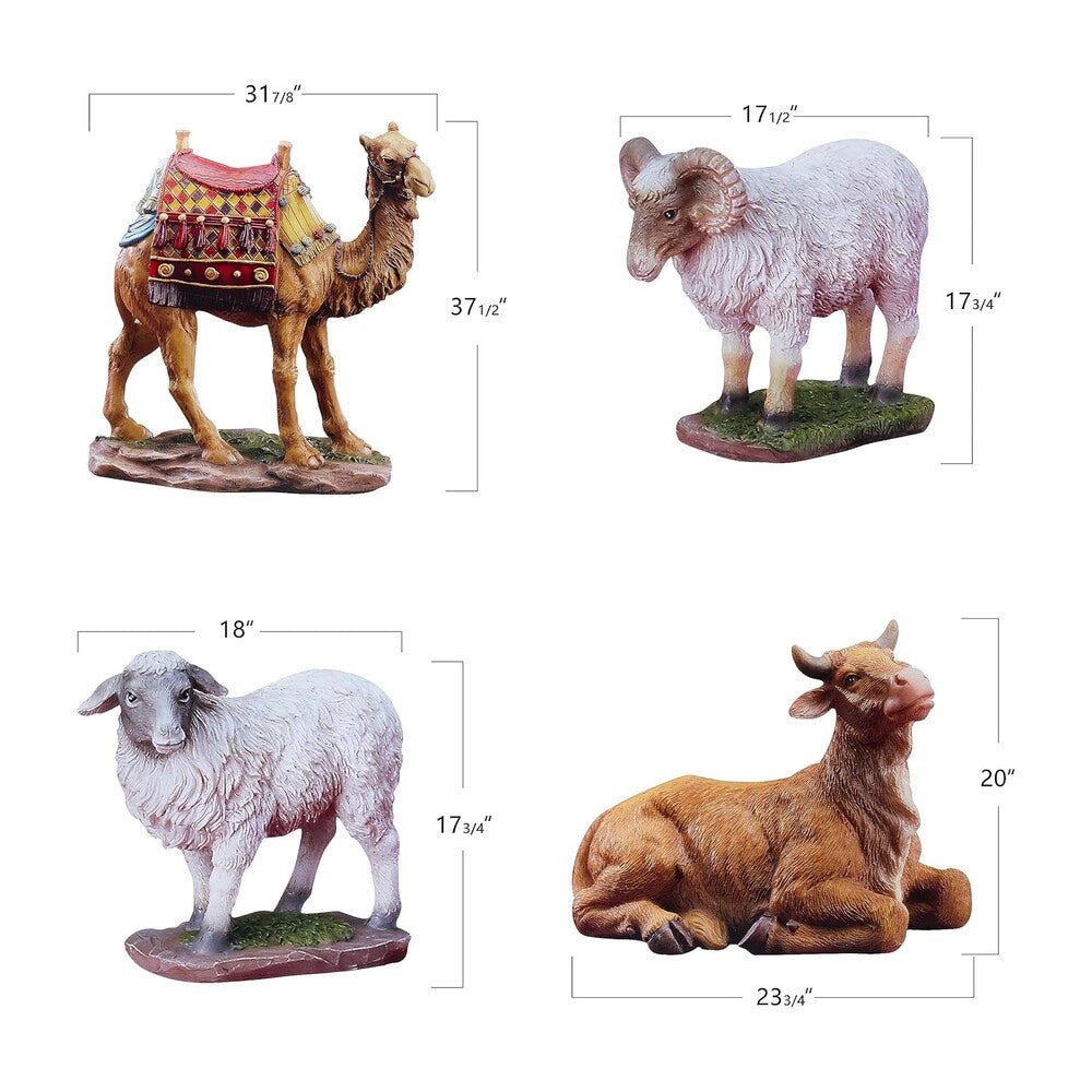 Outdoor Standing Camel, Cow, Two Sheep