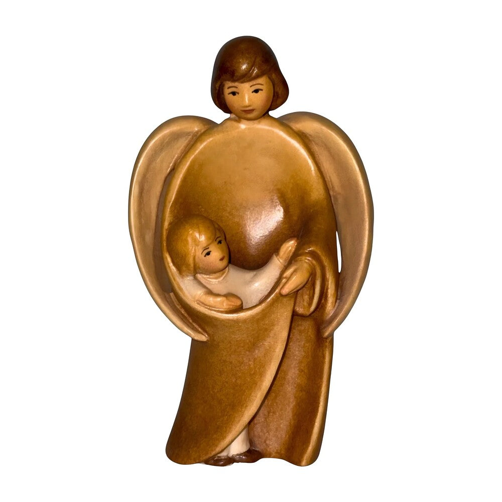 Guardian Angel Sculpture with Child | Sacred Handicrafts Val Gardena