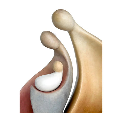 Abstract Holy Family Sculpture in Maple Wood Val Gardena