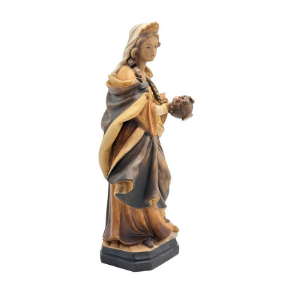 Saint Dorothy, Hand-Painted Wooden Statue, Val Gardena Craftsmanship