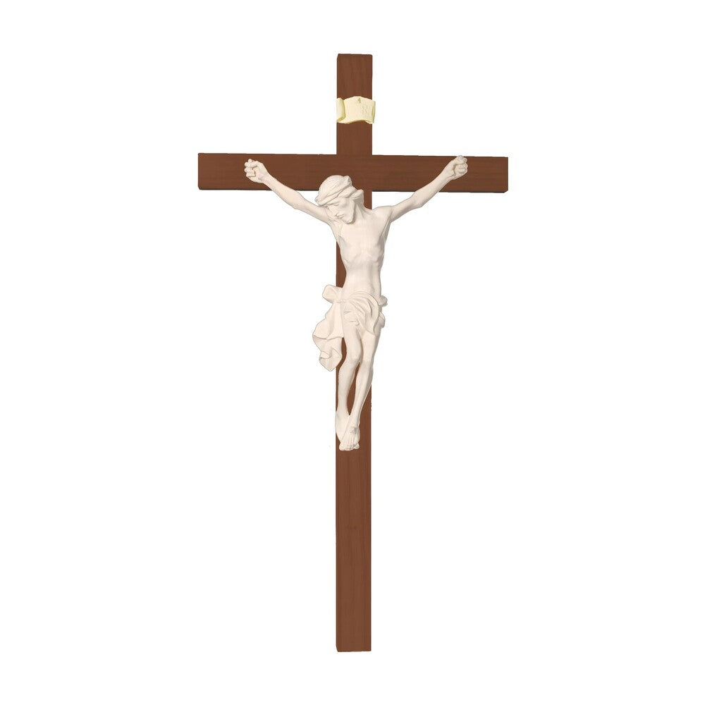 Sculpture Suffering Christ Crucifix in Maple and Lime Wood Val Gardena
