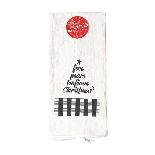 Love Peace Believe Christmas Flour Sack Towel
