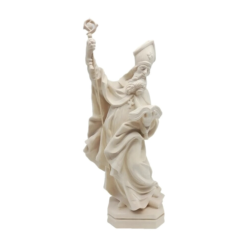 Saint Albinus Bishop statue in polychrome wood | Artistic Carving Val Gardena