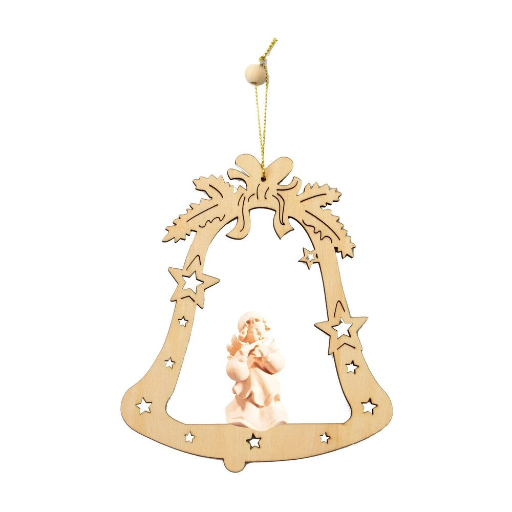 Musical Angel in Star Bell | Maple Wood Sculpture