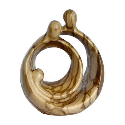 Modern Stylized Nativity Scene in Maple Wood – Family Embrace Sculpture