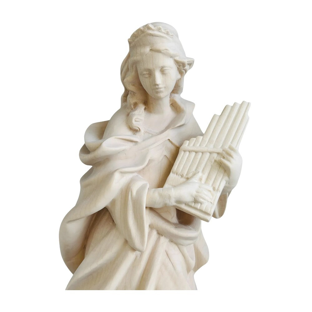 St. Cecilia, Patron Saint of Music Statue with Organ | Wood Carving from Val Gardena